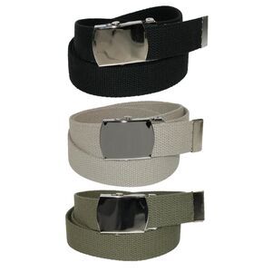CTM Big & Tall Cotton Belt with Nickel Buckle (Pack of 3 Colors)